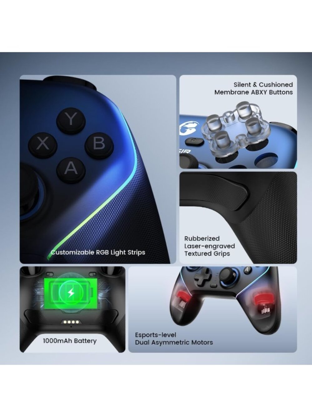 Wireless Gaming Controller for PC, Switch, iOS & Android - RGB Lighting, Hall - Picture 5 of 7